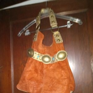Kathy van Zeeland Rust color Bohemian Shoulder bag ultra suede